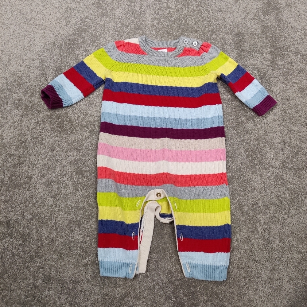 GAP Baby Boy's Striped Knit Overalls Size 3-6 Months 100% Cotton Multicolor